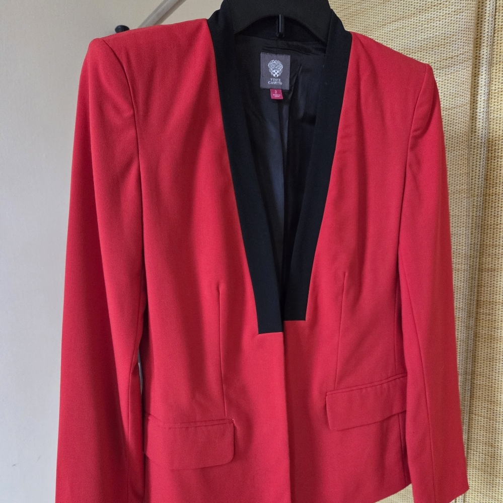 Vince Camuto Red Blazer with Black Lapel